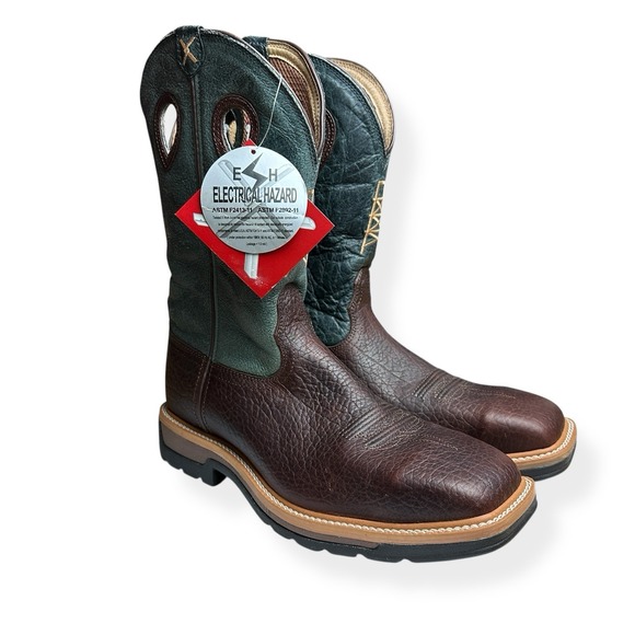 Twisted X 12" Steel Toe Lite Western Work Boots Blue Cognac Men's Size 10.5‎ D - Picture 2 of 16